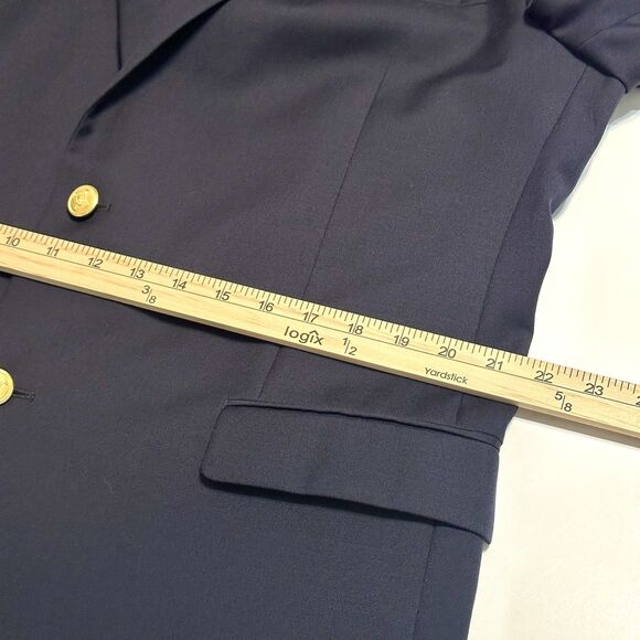 Lauren RALPH LAUREN Navy Blue Gold Button Sport Coat Suit Blazer 42R Wool - Picture 7 of 15